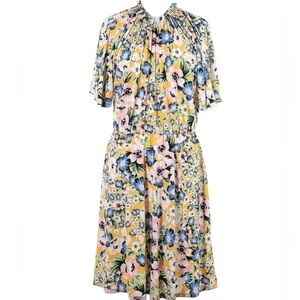 Maggie London‎ Women’s Dress Midi Floral Print Shirt Sleeve Crew Neck Size 10